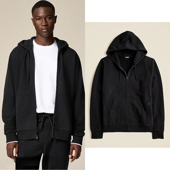 NWT J CREW Summit 11 oz. soft-knit fleece full-zip hoodie in black size XL - Picture 1 of 10